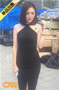 黑色连衣裙包臀气质极品美女[525M] 编号：C702